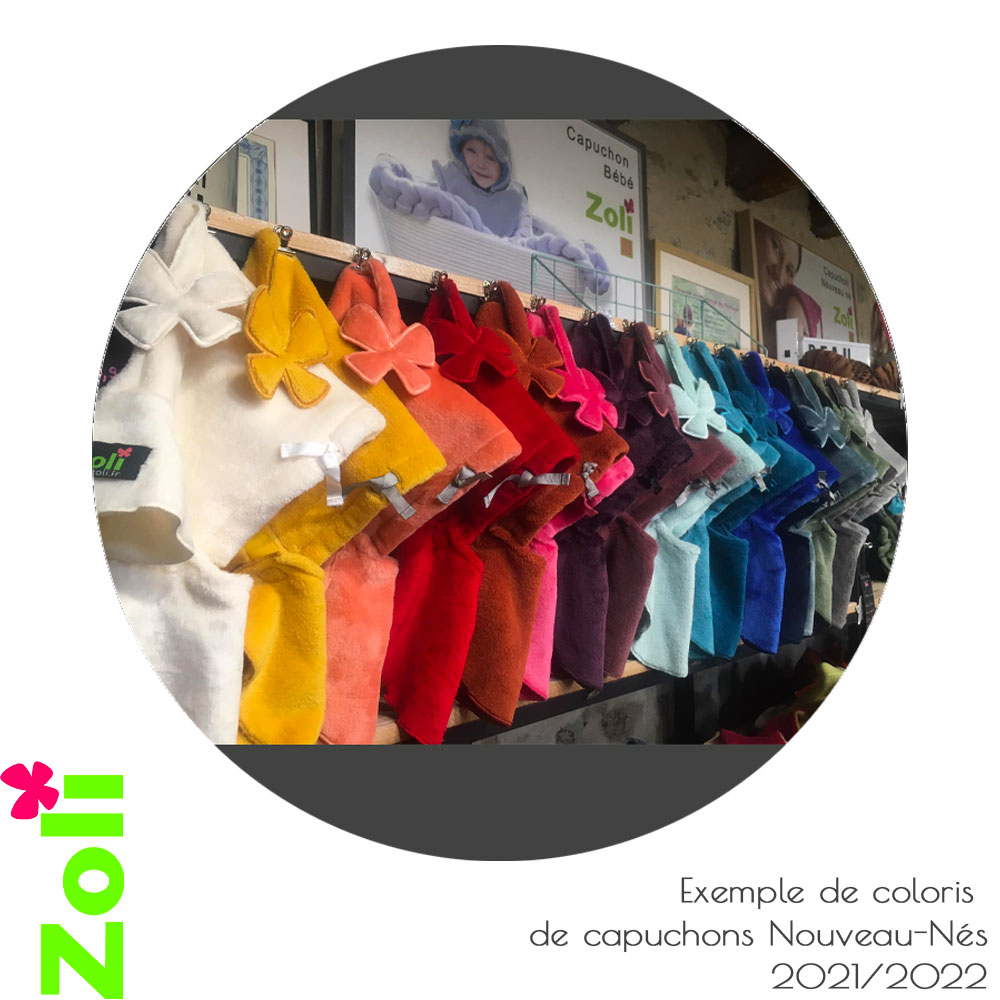 tous les coloris de capuche nouveau né zoli