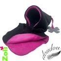 Capuchon bébé Polaire anthracite et rose fuchsia