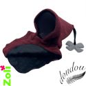Capuchon bébé Polaire bordeaux et doudou noir
