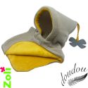 Capuchon bébé Polaire sable et doudou curry