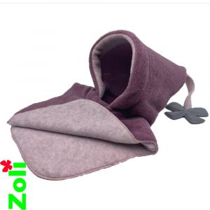 Capuchon bébé Polaire mauve et rose