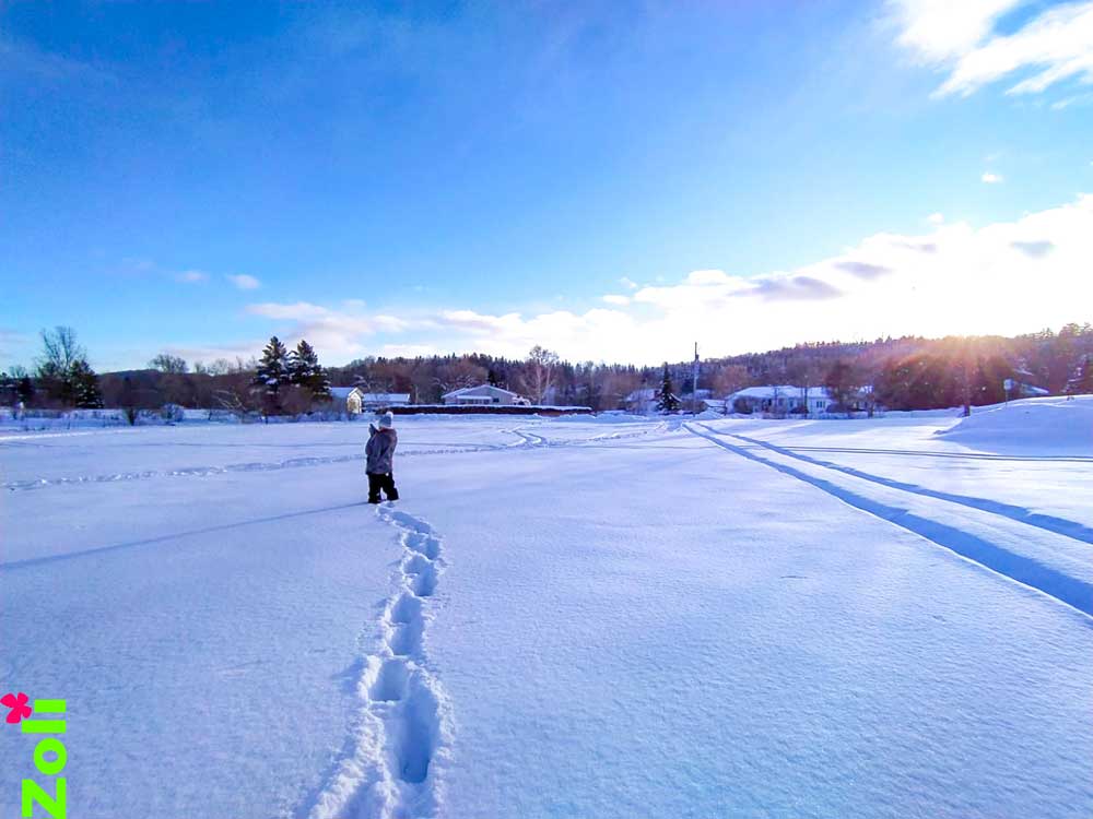 Au canada avec bébé porté et une veste de portage zoli