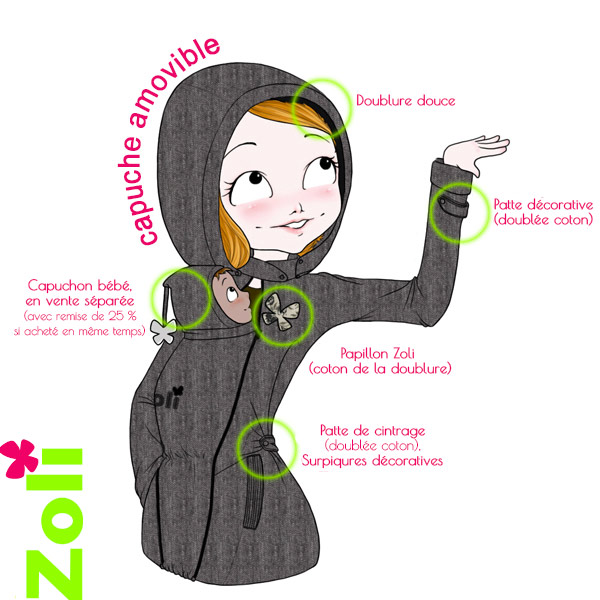 la veste de portage de Zoli est imperméable et chaude.