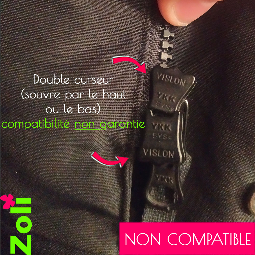 zip double curseur non compatible
